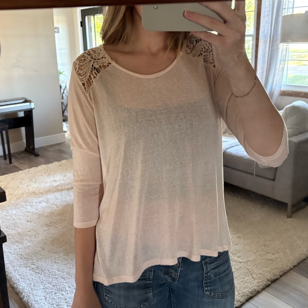 i jeans by Buffalo Lace Shoulder Blouse - Cream